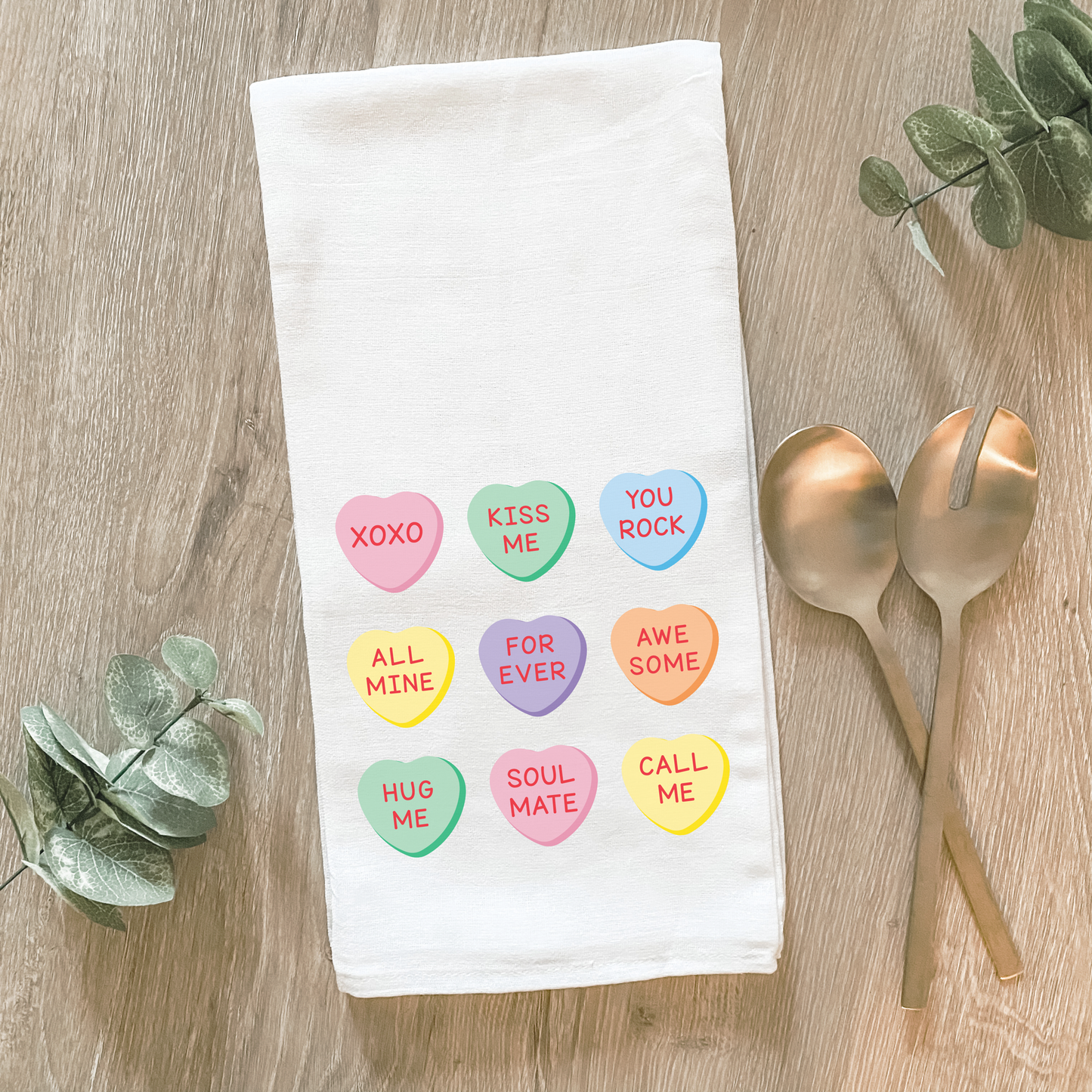 Valentine Candy Hearts - Cotton Tea Towel