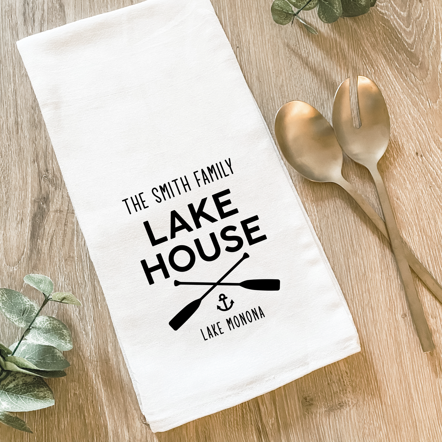Custom Family Lake House - Cotton Tea Towel