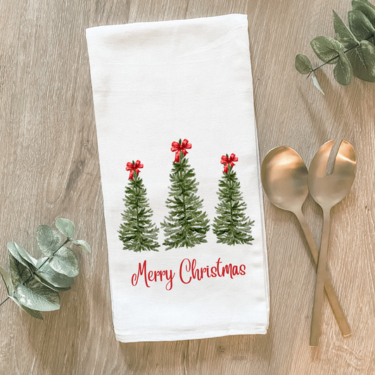 Merry Christmas Trees - Cotton Tea Towel