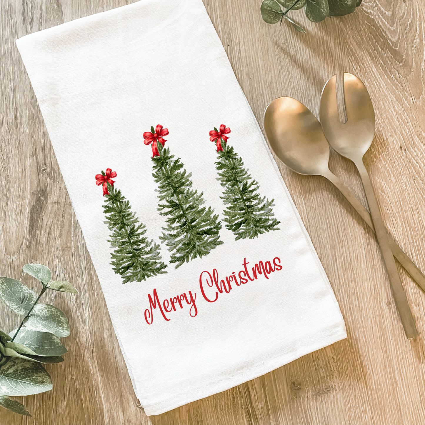 Merry Christmas Trees - Cotton Tea Towel