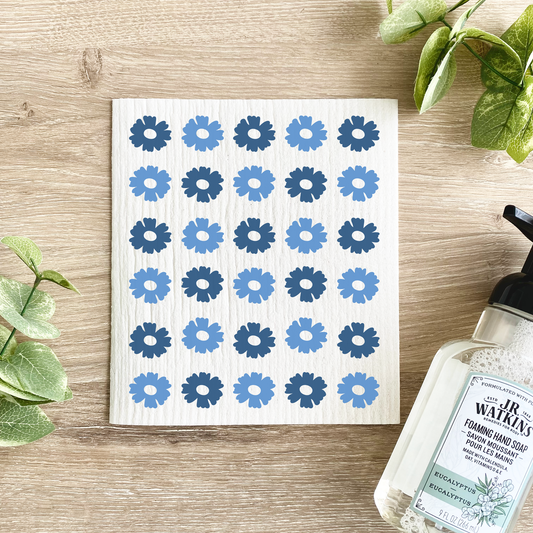 Blue Flowers - Swedish Dishcloth