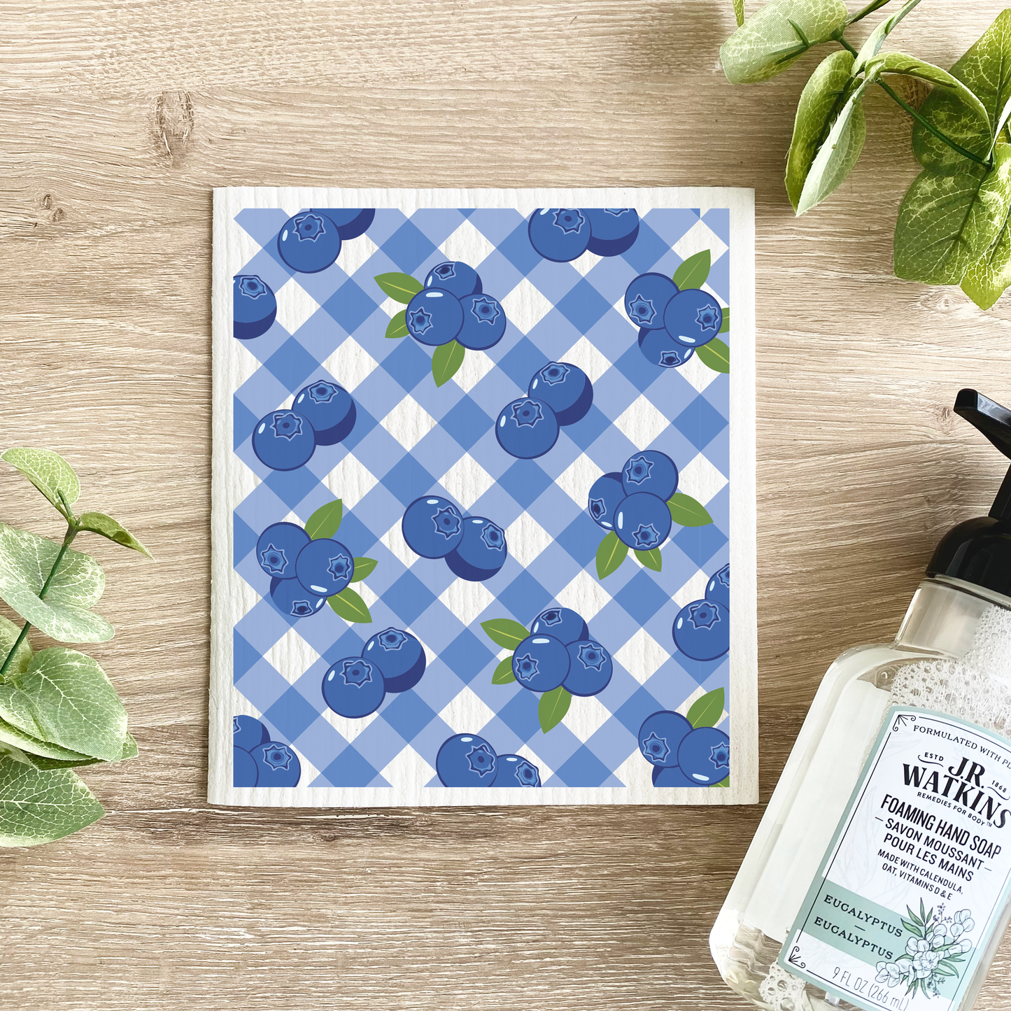 Blueberry Checkered Pattern - Swedish Dishcloth