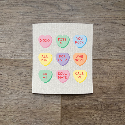 Valentine Candy Hearts - Swedish Dish Cloth