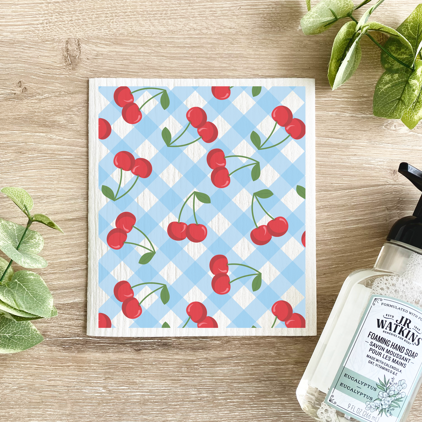 Cherry Checkered Pattern - Swedish Dishcloth
