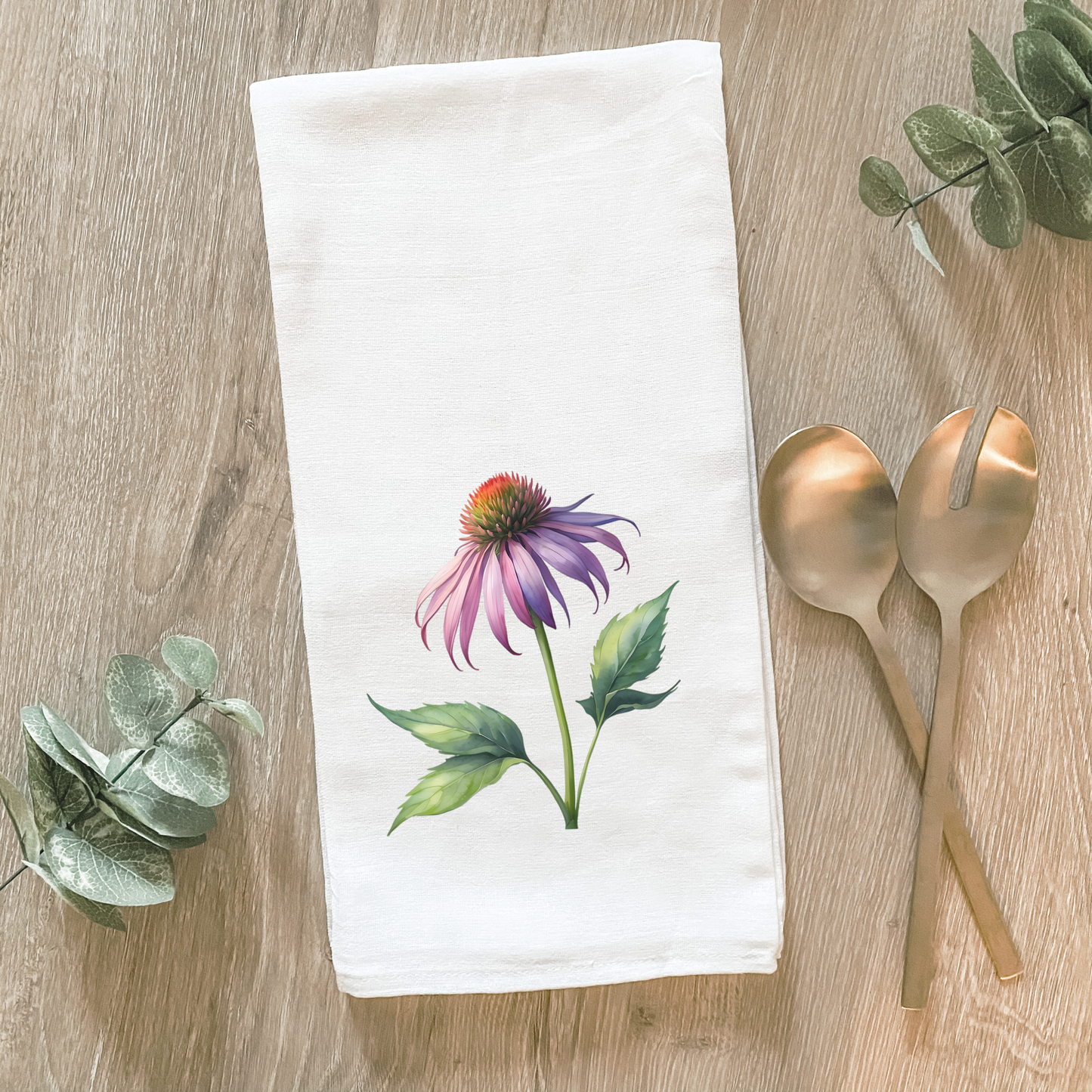 Purple Coneflower - Cotton Tea Towel