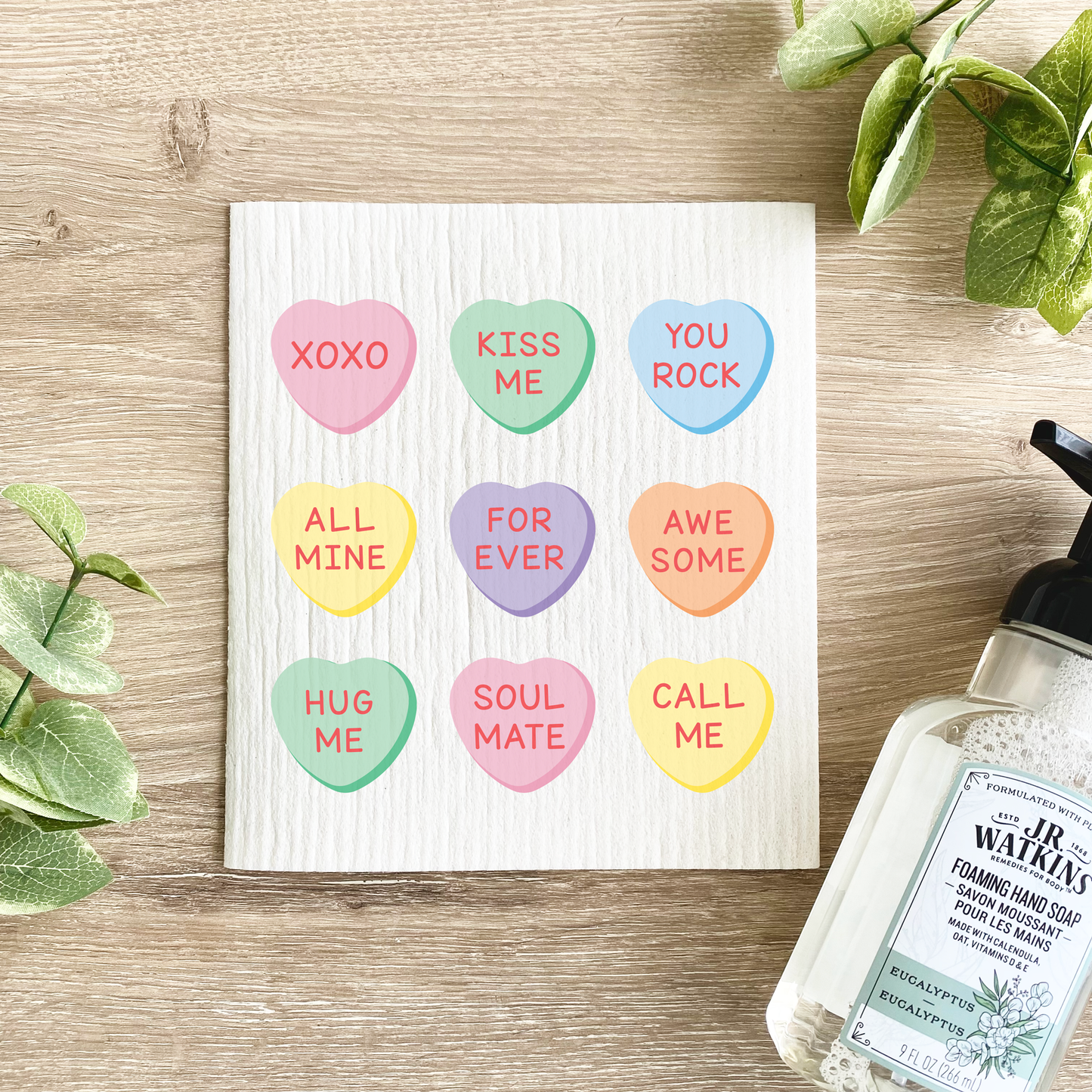 Valentine Candy Hearts - Swedish Dishcloth