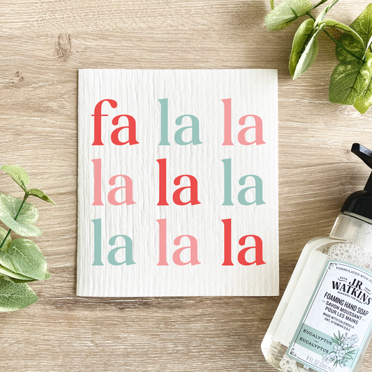 Christmas Fa La La La - Swedish Dish Cloth