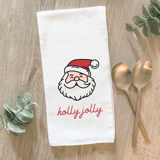 Holly Jolly Santa Claus - Cotton Tea Towel
