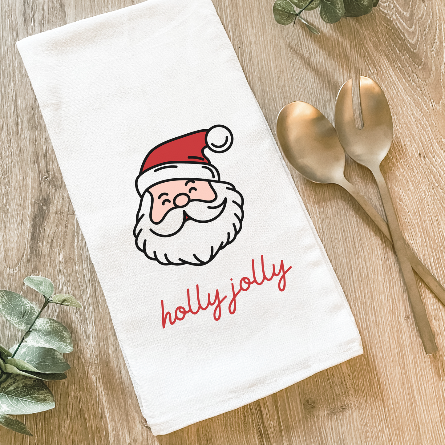 Holly Jolly Santa Claus - Cotton Tea Towel