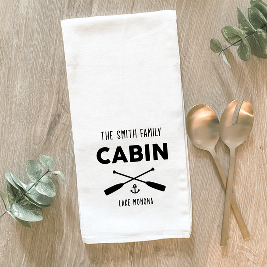 Custom Family Lake Cabin - Cotton Tea Towel