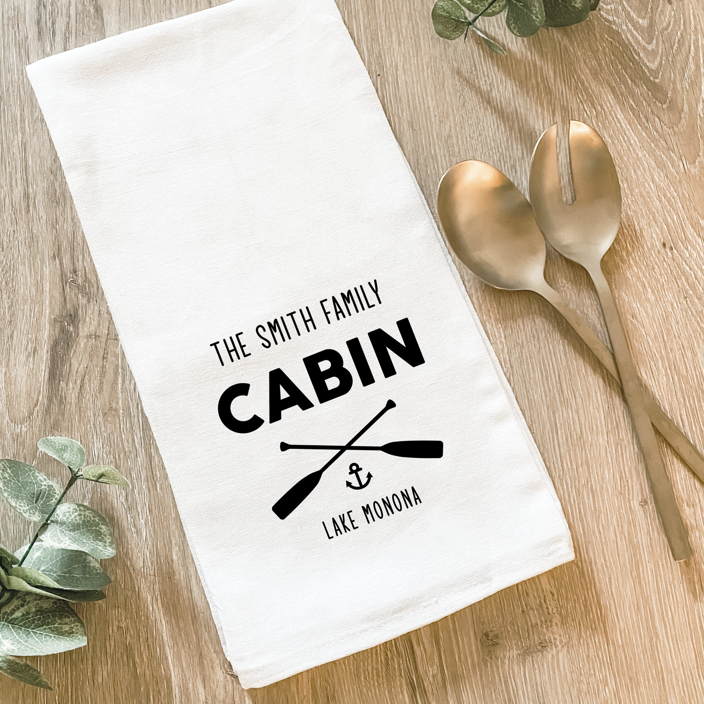 Custom Family Lake Cabin - Cotton Tea Towel