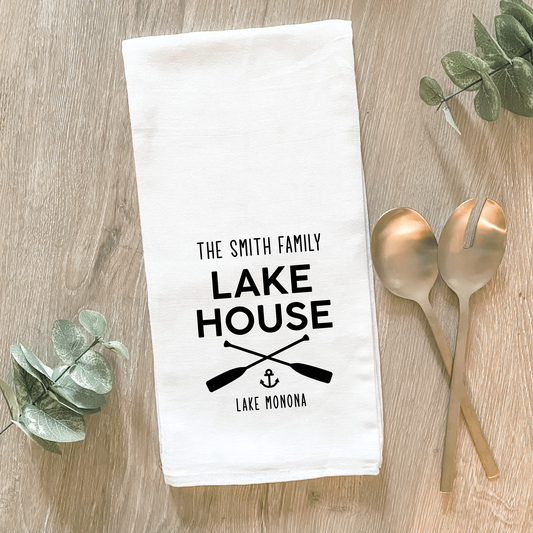 Custom Family Lake House - Cotton Tea Towel