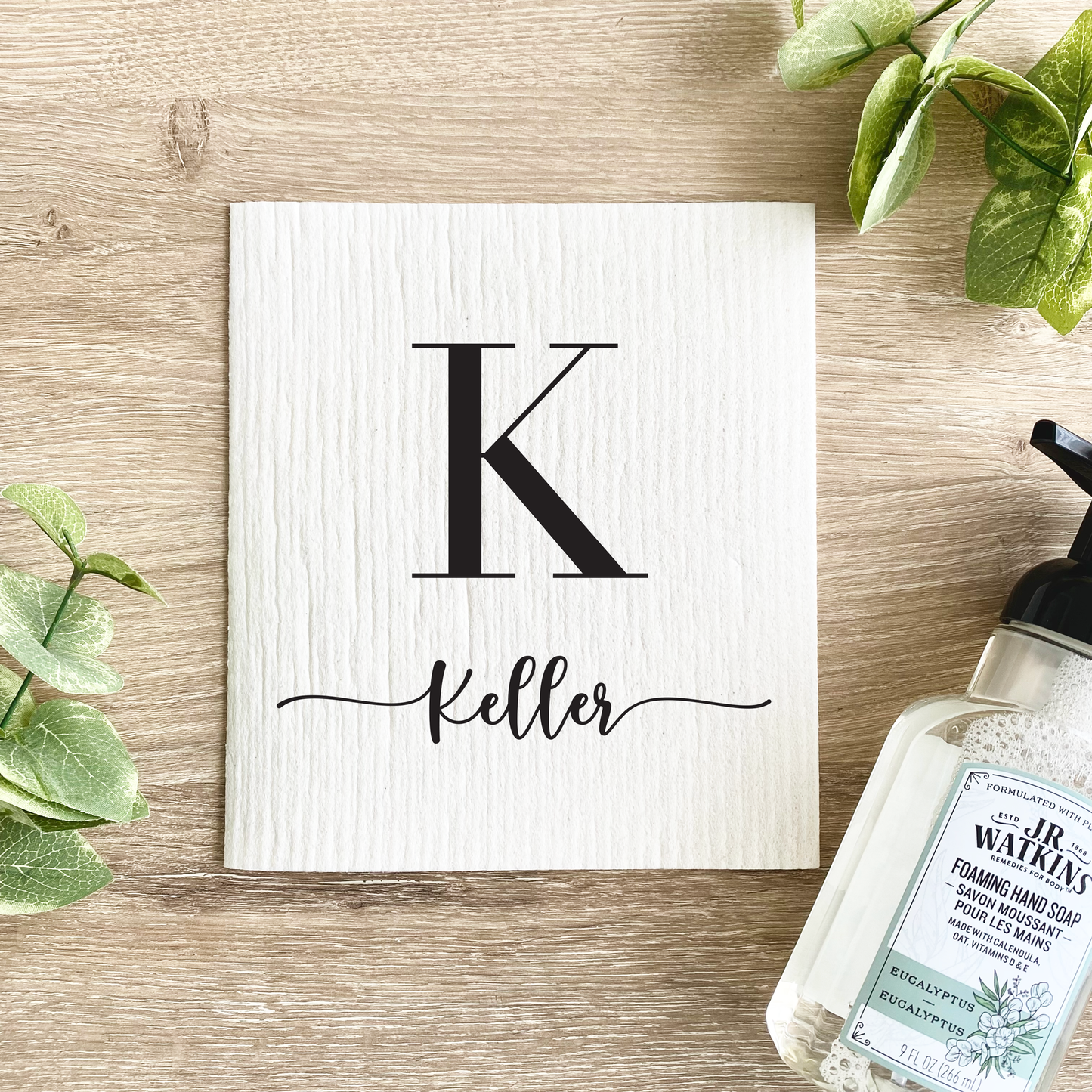 Custom Last Name & Monogram Initial - Swedish Dishcloth