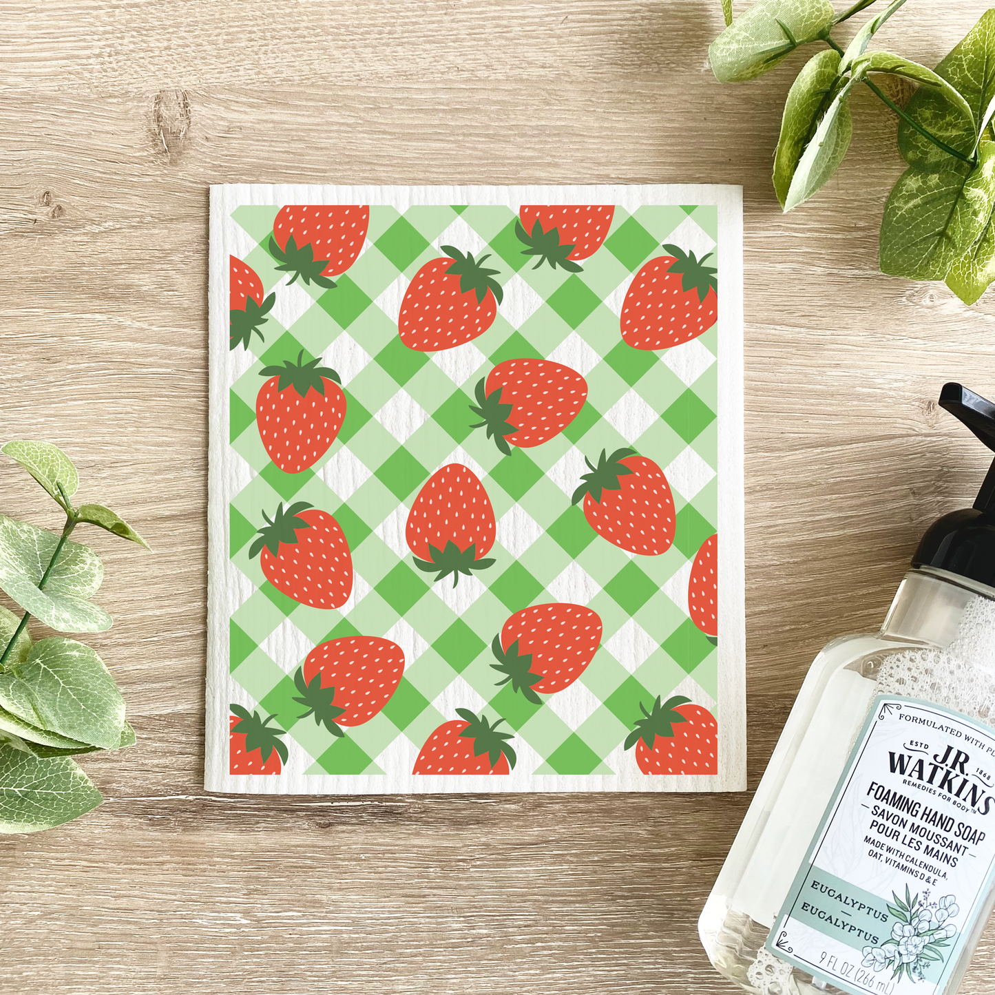 Strawberry Checkered Pattern - Swedish Dishcloth