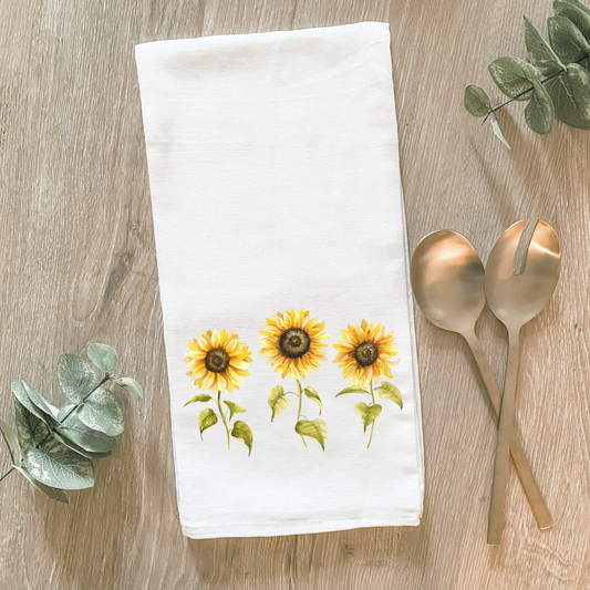Three Sunflowers - Cotton Tea Towel