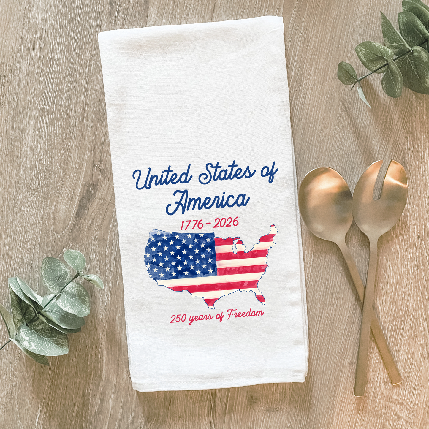 250 Years United States Map - Cotton Tea Towel