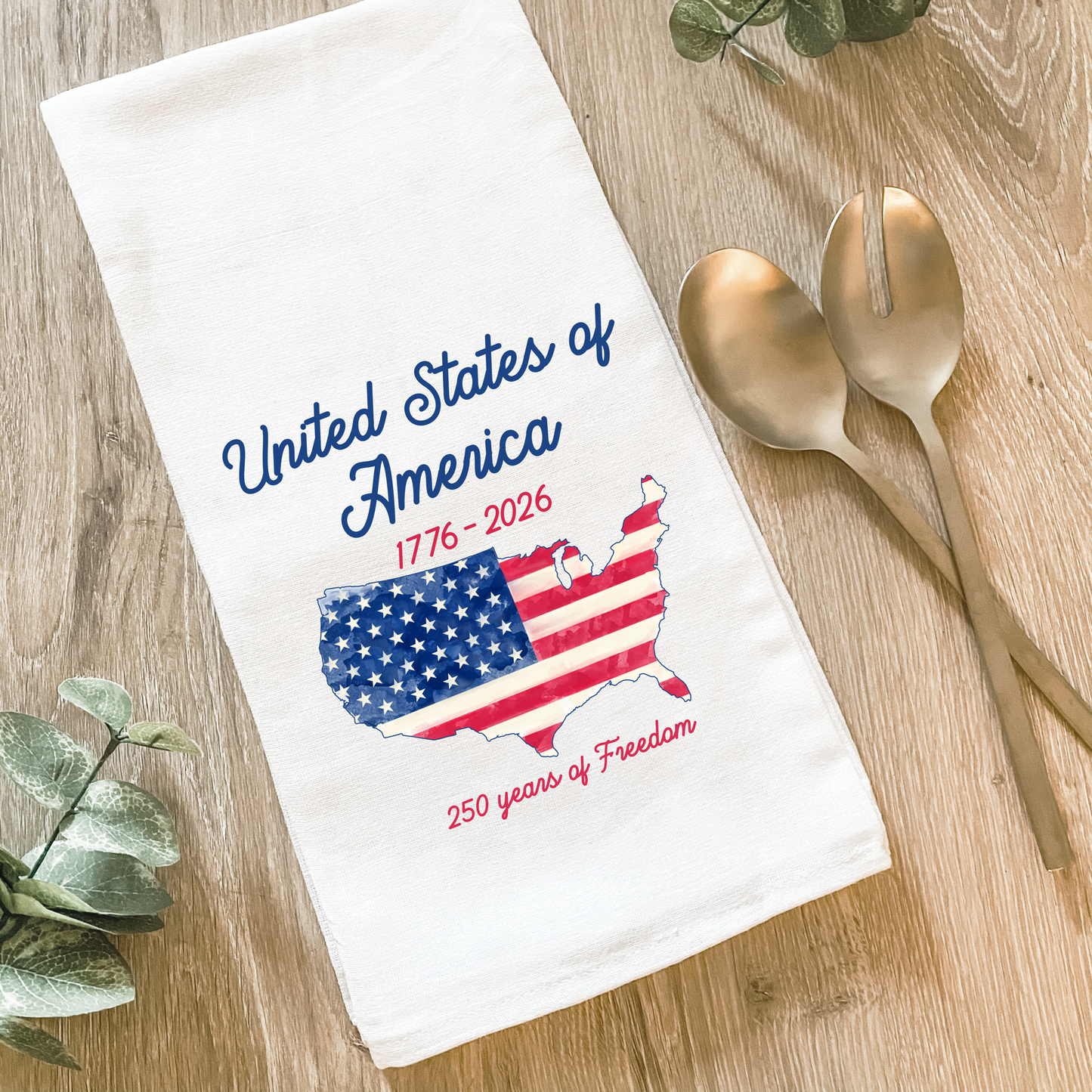 250 Years United States Map - Cotton Tea Towel