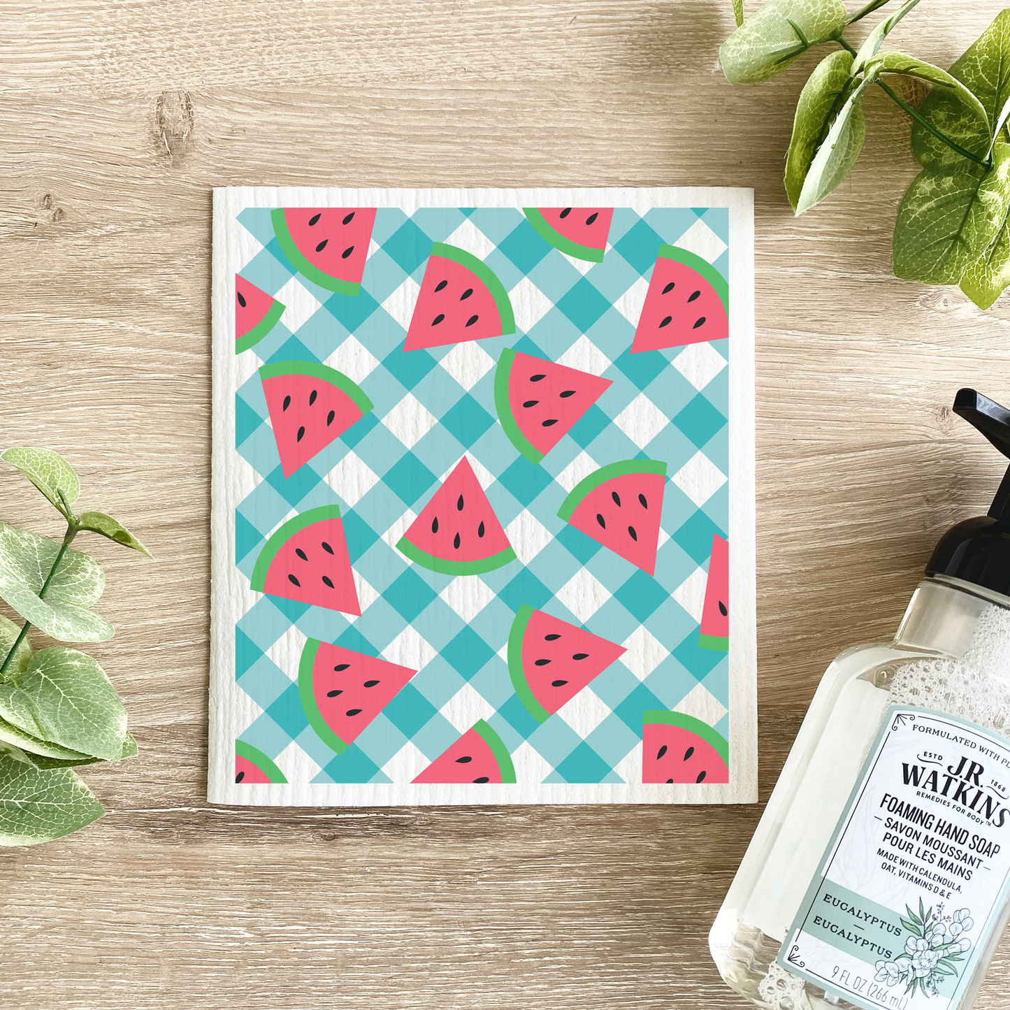Watermelon Checkered Pattern - Swedish Dishcloth